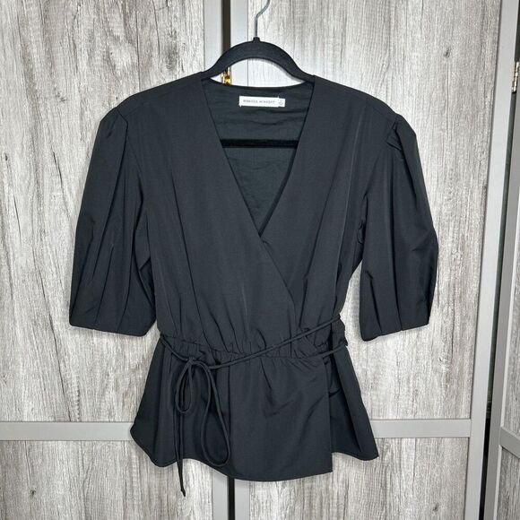 Rebecca Minkoff Black Mary Wrap Top Size Small - Picture 1 of 8